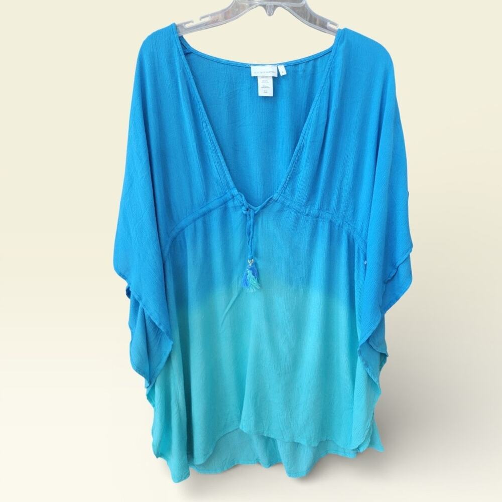 Bleu Rod Beattie Cover Up Ombre Size Small Blue Beachy Coverup Loose Lightweight